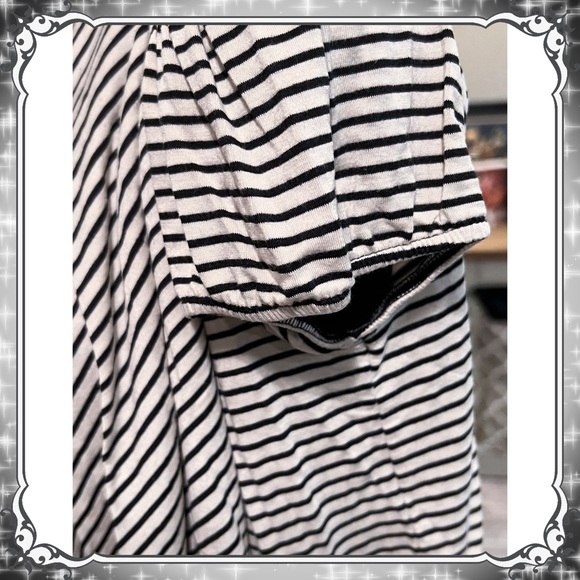 Black White Striped Crop Cardigan Shrug Buckle Free Waterfall Kimono Bke People - Picture 7 of 7
